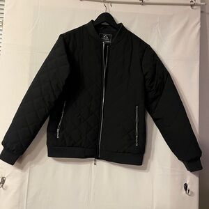 Classic Black Quilted Bomber Jacket